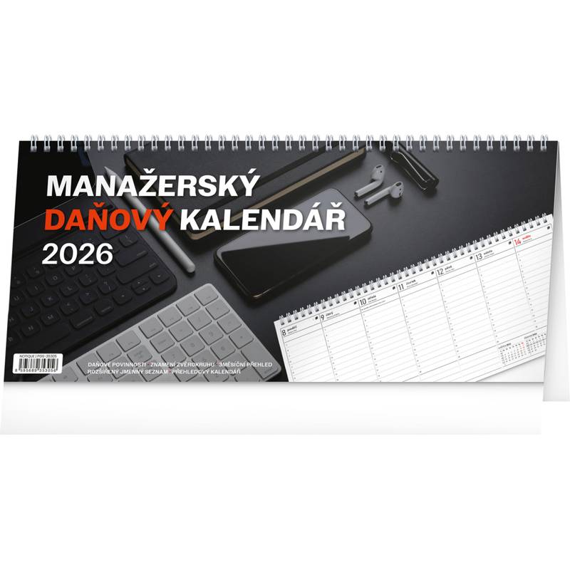 NOTIQUE Stolní kalendář Manažerský daňový CZ 2026, 33 x 14,5 cm NOTIQUE Stolní kalendář Manažerský daňový CZ 2026, 33 x 14,5 cm