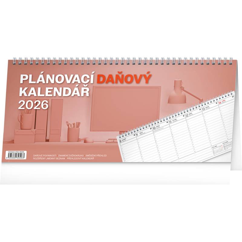 NOTIQUE Stolní kalendář Plánovací daňový CZ 2026, 33 x 14,5 cm NOTIQUE Stolní kalendář Plánovací daňový CZ 2026, 33 x 14,5 cm