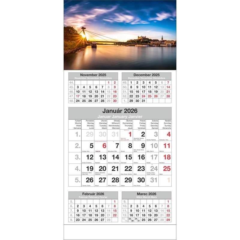 Nástenný 5M kalendár 2026, Bratislava Nástenný 5M kalendár 2026, Bratislava
