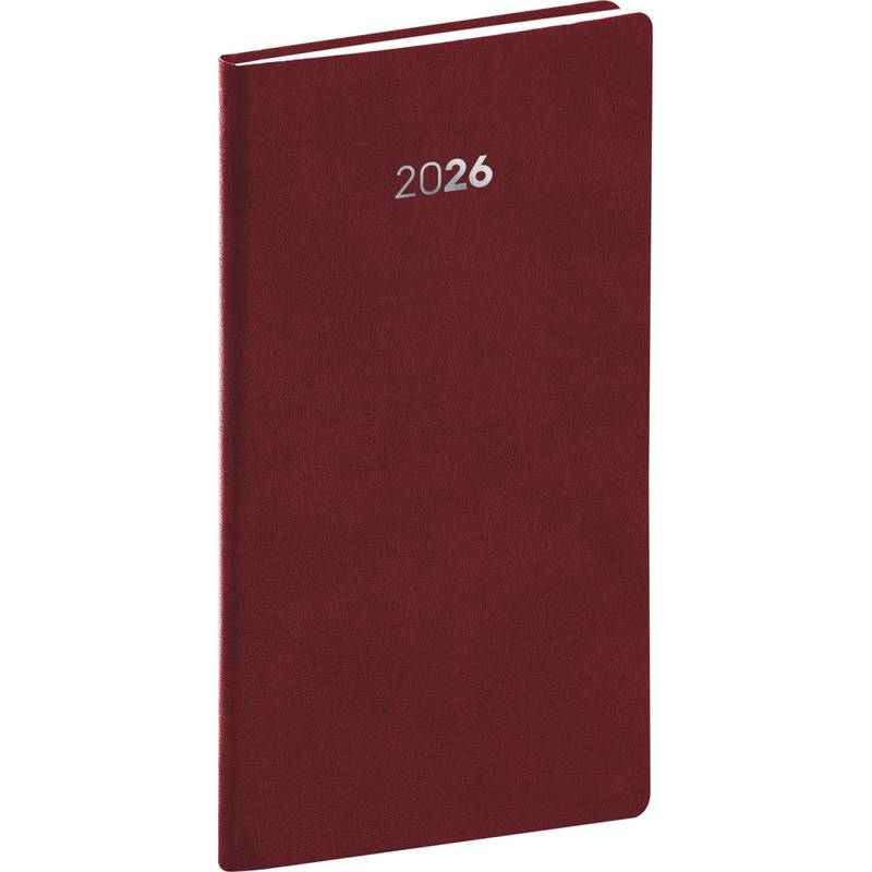 NOTIQUE Vreckový diár Balakon 2026, bordový, 9 x 15,5 cm NOTIQUE Vreckový diár Balakon 2026, bordový, 9 x 15,5 cm