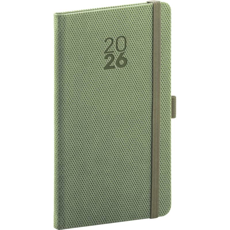 NOTIQUE Kapesní diář Diamante 2026, olivový, 9 x 15,5 cm NOTIQUE Kapesní diář Diamante 2026, olivový, 9 x 15,5 cm