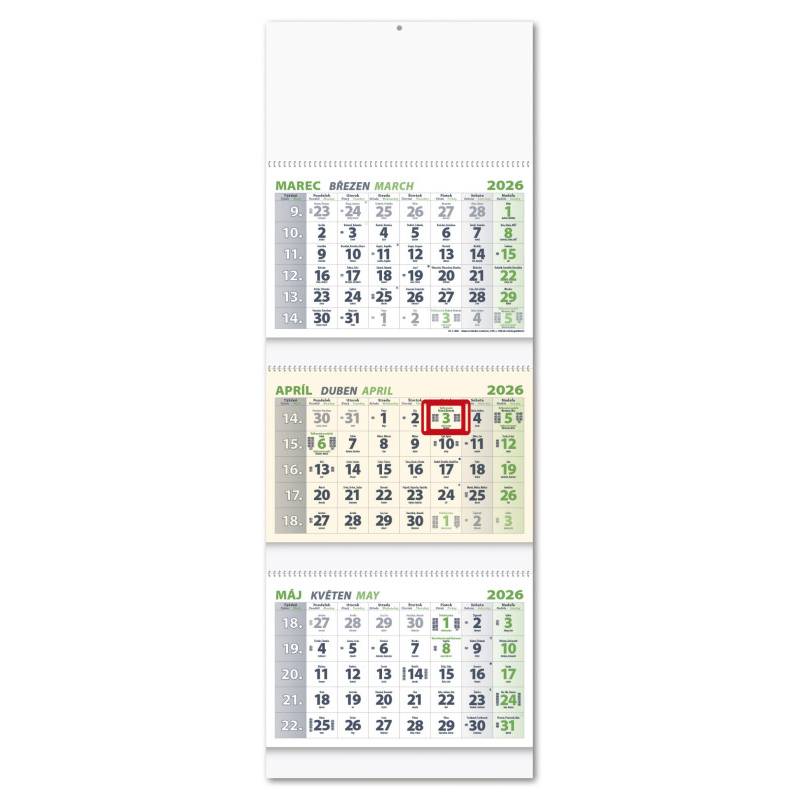 Nástenný kalendár 3-ŠPIRÁLOVÝ 2026 - Biely Nástenný kalendár 3-ŠPIRÁLOVÝ 2026 - Biely