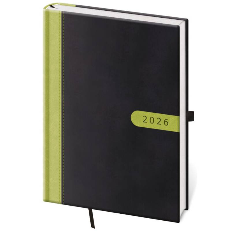 Denný diár A5 Bora čierno/zelený, 2026 Denný diár A5 Bora čierno/zelený, 2026