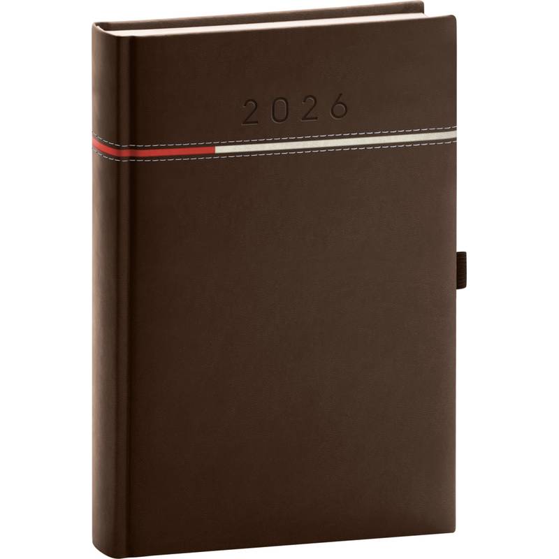 NOTIQUE Denný diár Tomy 2026, hnedo-červený, 15 x 21 cm NOTIQUE Denný diár Tomy 2026, hnedo-červený, 15 x 21 cm