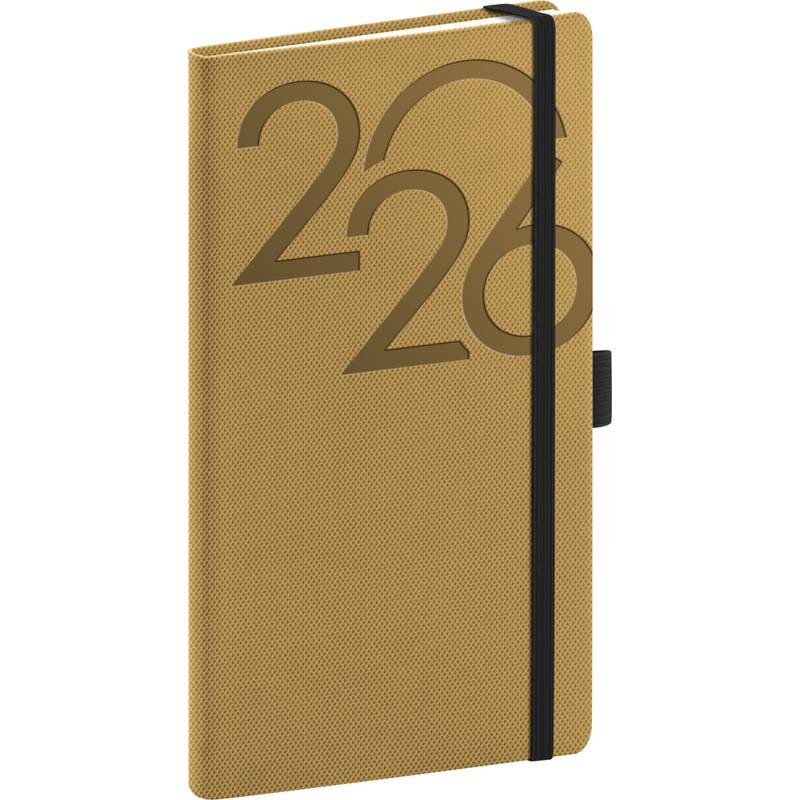 NOTIQUE Kapesní diář Ajax 2026, zlatý, 9 x 15,5 cm NOTIQUE Kapesní diář Ajax 2026, zlatý, 9 x 15,5 cm