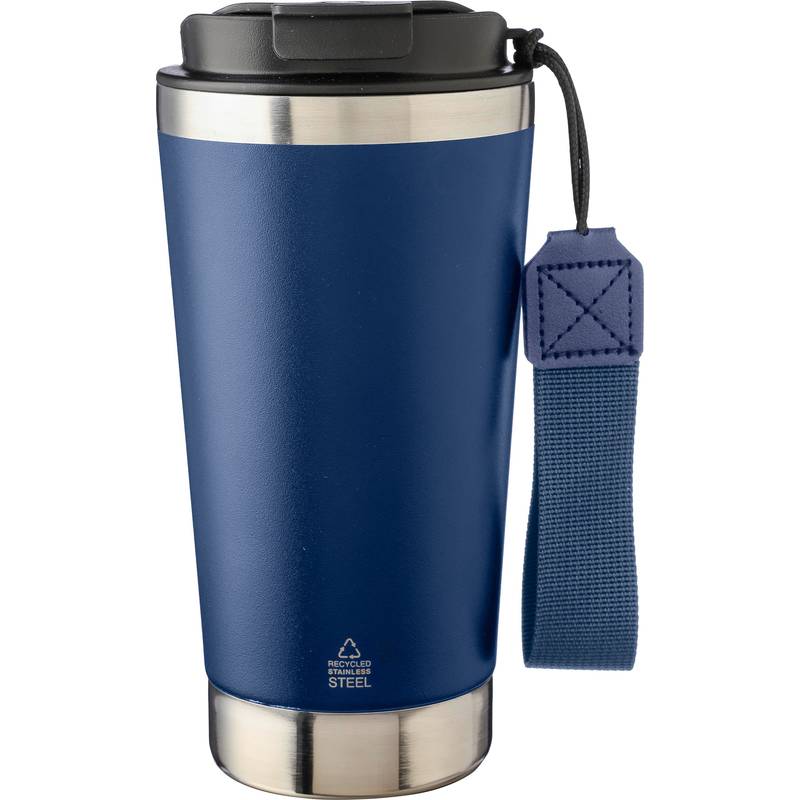 Dvojstenný hrnček z recyklovaného nerezu 500 ml Kayla, modrá Dvojstenný hrnček z recyklovaného nerezu 500 ml Kayla, modrá