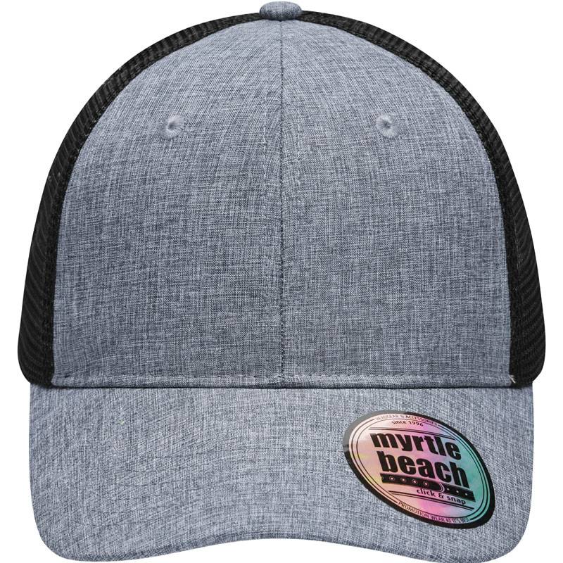 Myrtle Beach | MB 6244, 6 panelová síťovaná kšiltovka, šedá Melange - černá Myrtle Beach | MB 6244, 6 panelová síťovaná kšiltovka, šedá Melange - černá