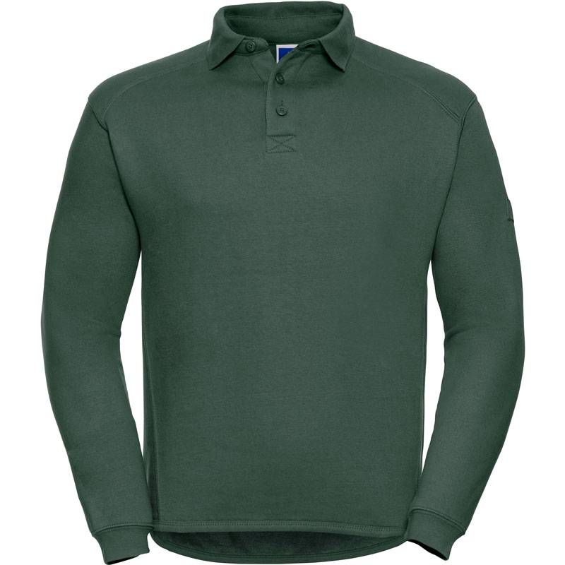 Russell | 012M, Pracovní mikina s límečkem, zelená Bottle, S Russell | 012M, Pracovní mikina s límečkem, zelená Bottle, S