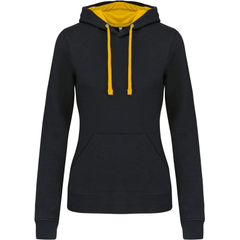 Kariban | K465, Dámská mikina s kontrastní kapucí, černá - žlutá, XS Kariban | K465, Dámská mikina s kontrastní kapucí, černá - žlutá, XS