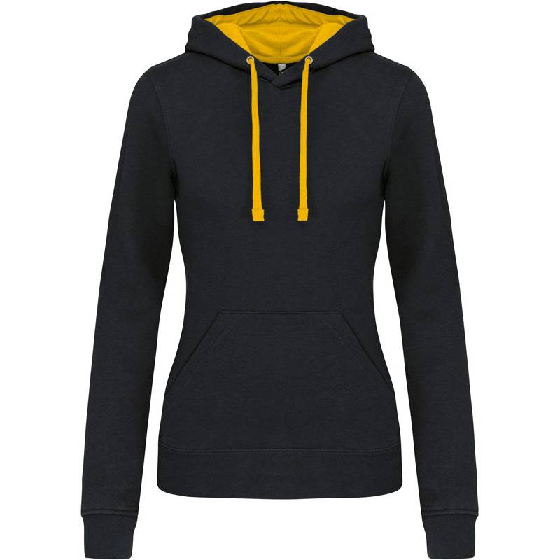 Kariban | K465, Dámská mikina s kontrastní kapucí, černá - žlutá, XS Kariban | K465, Dámská mikina s kontrastní kapucí, černá - žlutá, XS
