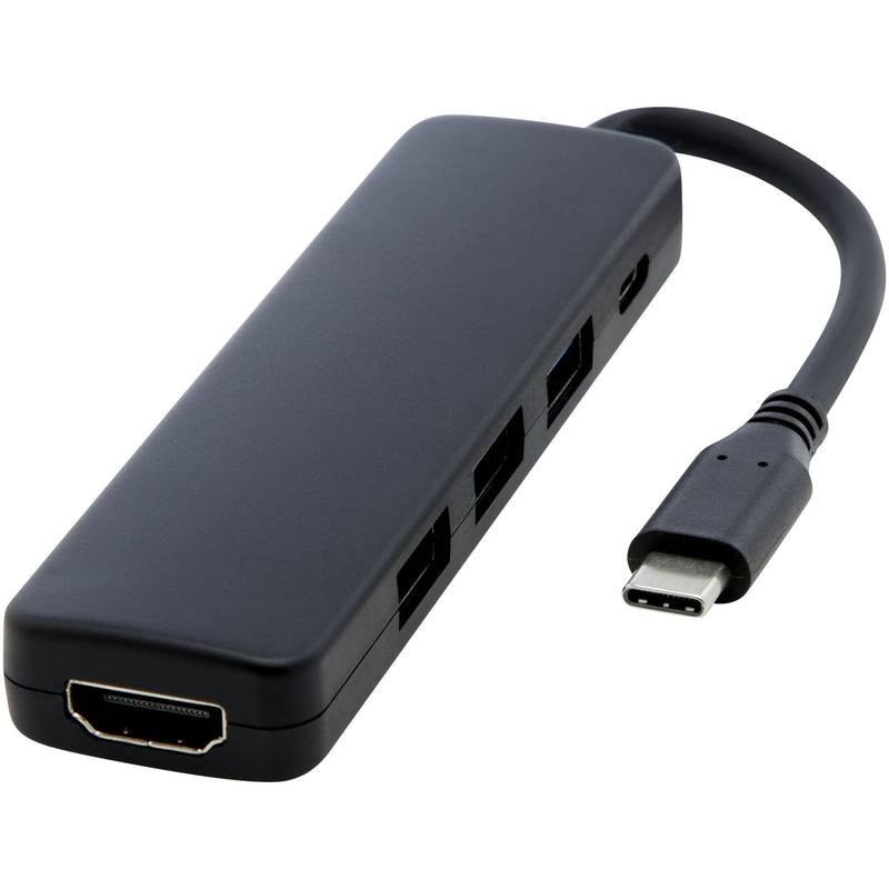 Loop Multimediální adaptér USB 2.0-3.0 s portem HDMI z recykl. plastu RCS, černá Loop Multimediální adaptér USB 2.0-3.0 s portem HDMI z recykl. plastu RCS, černá