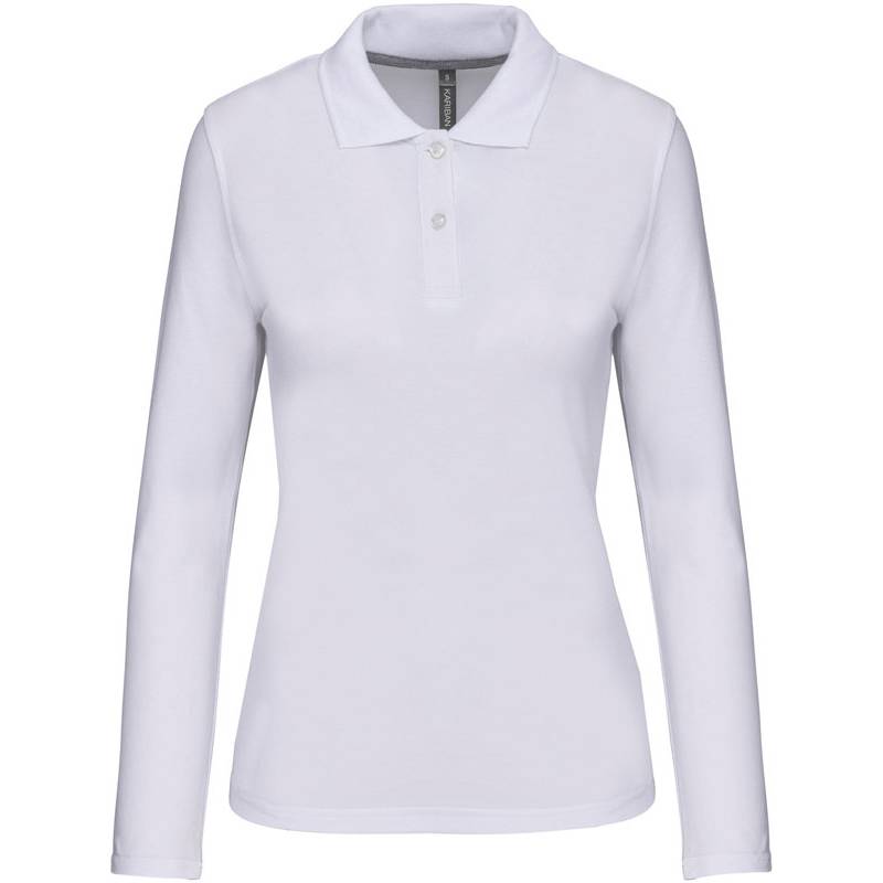 Kariban | K244, Dámske piqué polo s dlhým rukávom, biela, S Kariban | K244, Dámske piqué polo s dlhým rukávom, biela, S