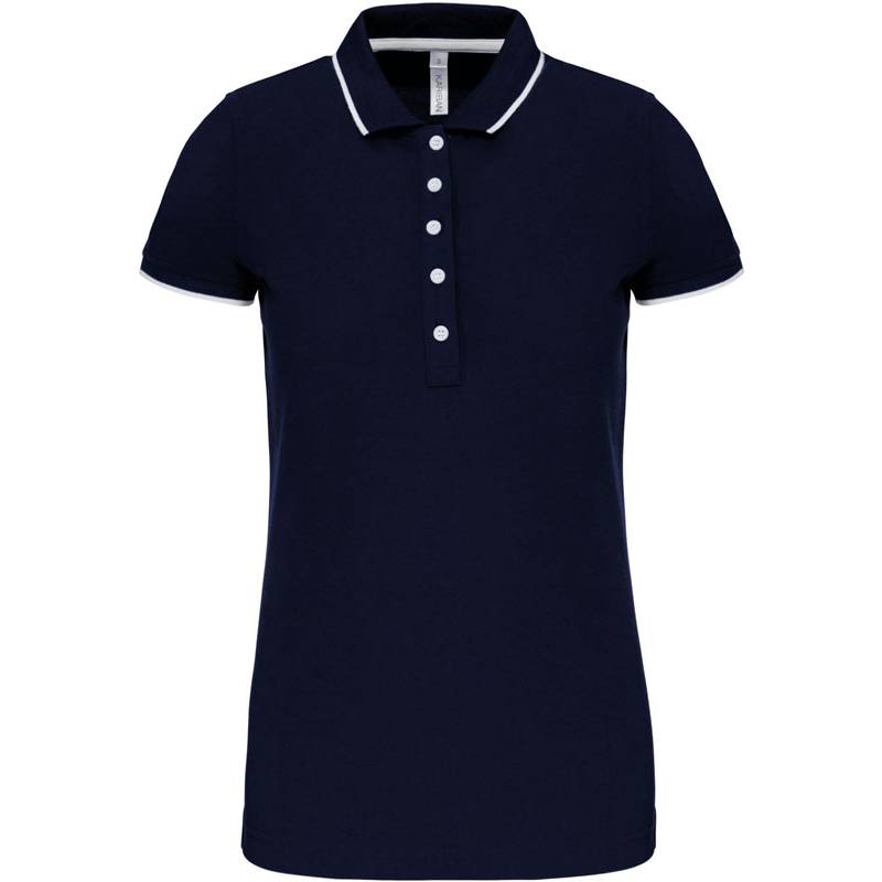 Kariban | K252, Dámské kontrastní piqué polo, modrá Navy - bílá - červená, XL Kariban | K252, Dámské kontrastní piqué polo, modrá Navy - bílá - červená, XL