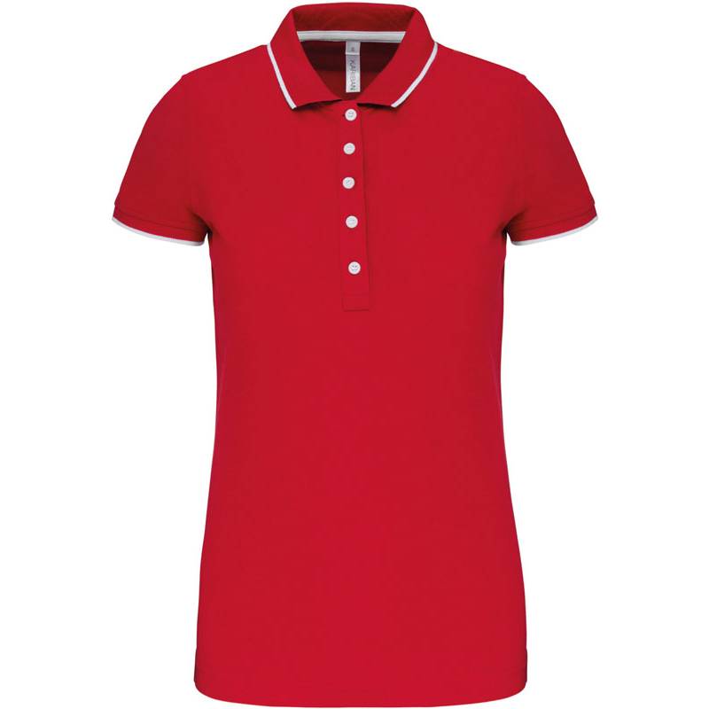 Kariban | K252, Dámske kontrastné piqué polo, červená - biela - modrá Navy, S Kariban | K252, Dámske kontrastné piqué polo, červená - biela - modrá Navy, S