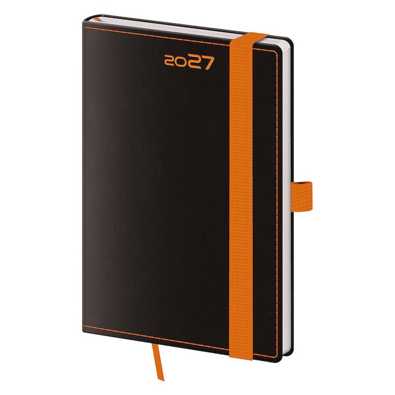 Vreckový diár A6 Black Orange s pútkom Vreckový diár A6 Black Orange s pútkom