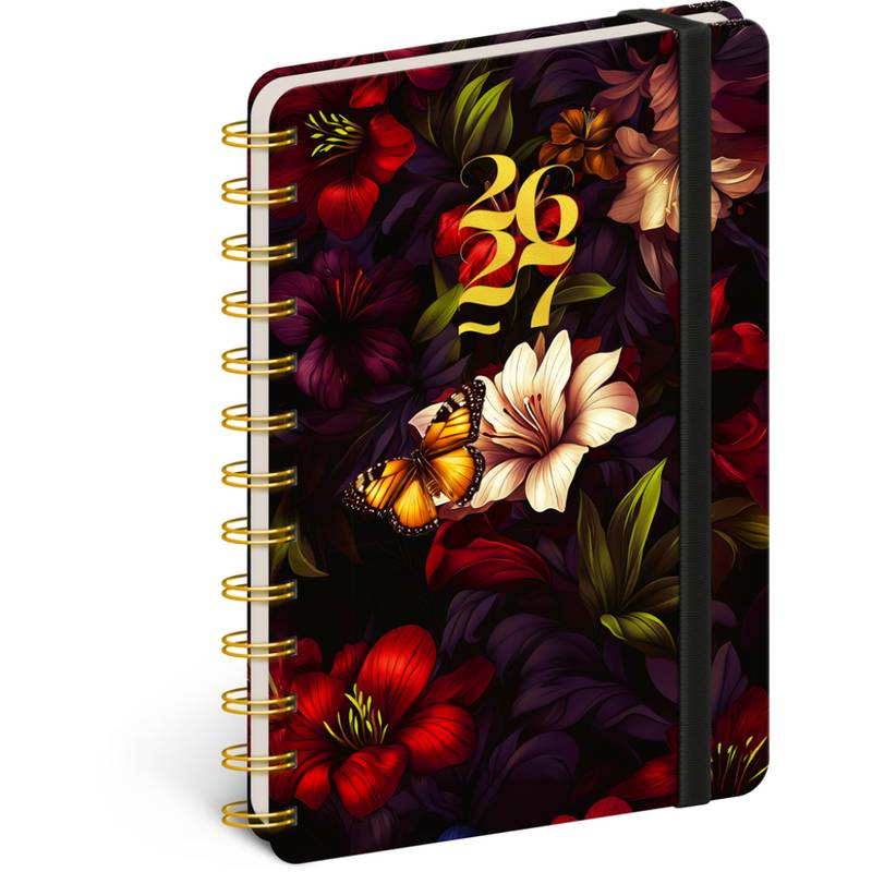 NOTIQUE Špirálový 18-mesačný diár Petito – Rudé kvety 2026/2027, 13 x 18 cm NOTIQUE Špirálový 18-mesačný diár Petito – Rudé kvety 2026/2027, 13 x 18 cm