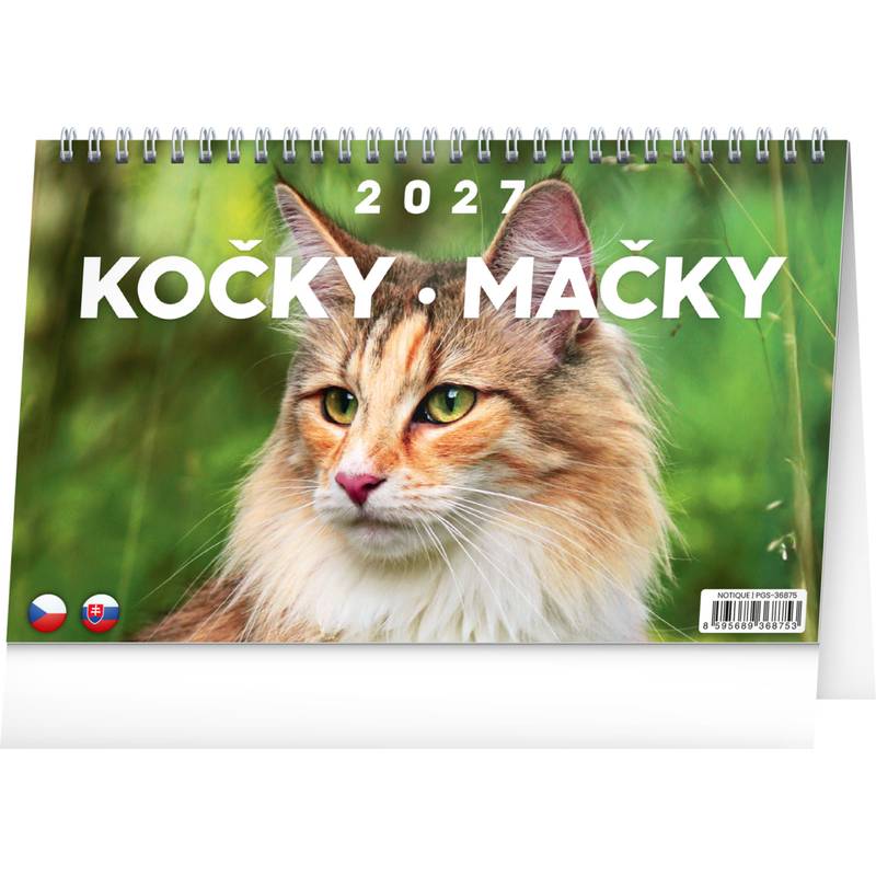 NOTIQUE Stolní kalendář Kočky – Mačky CZ/SK 2027, 23,1 x 14,5 cm NOTIQUE Stolní kalendář Kočky – Mačky CZ/SK 2027, 23,1 x 14,5 cm