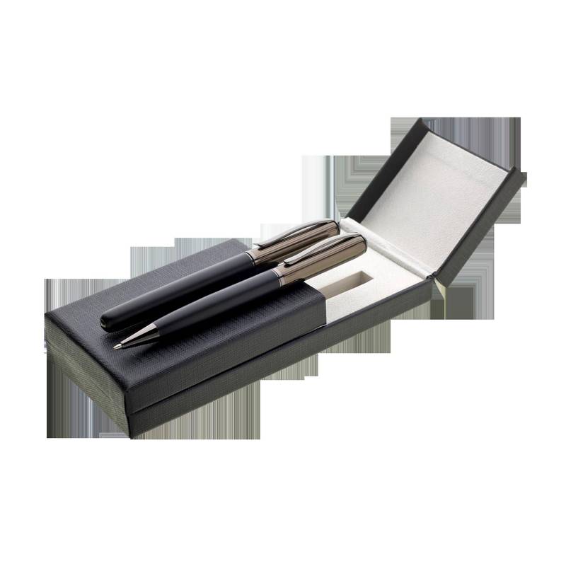 AVORIO kovová sada guľôčkové pero + rollerball, čierna AVORIO kovová sada guľôčkové pero + rollerball, čierna