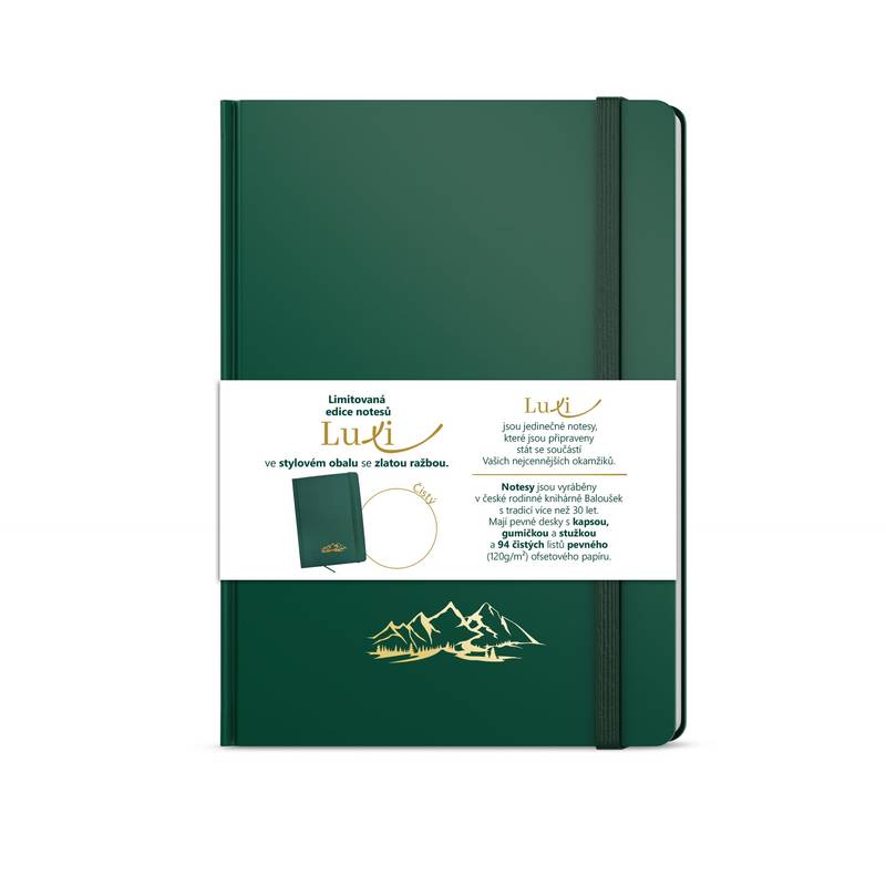Notes Luxi prázdný - A5 - lamino - lahvově zelená Notes Luxi prázdný - A5 - lamino - lahvově zelená