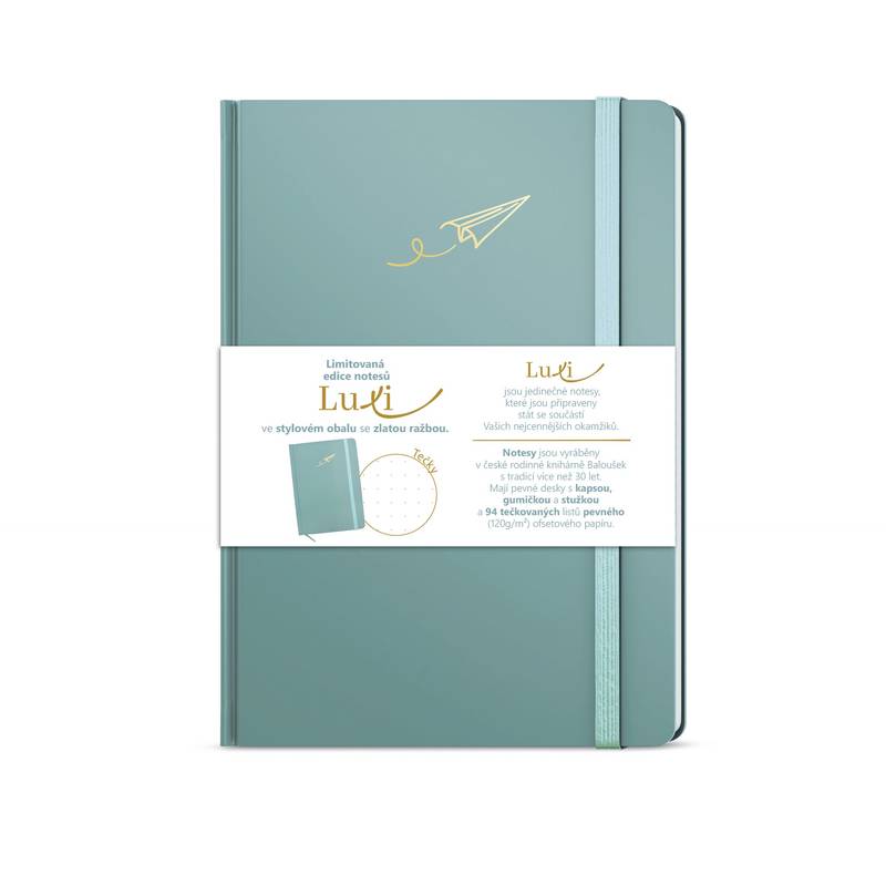 Notes Luxi tečky - A5 - lamino - ledově modrá Notes Luxi tečky - A5 - lamino - ledově modrá