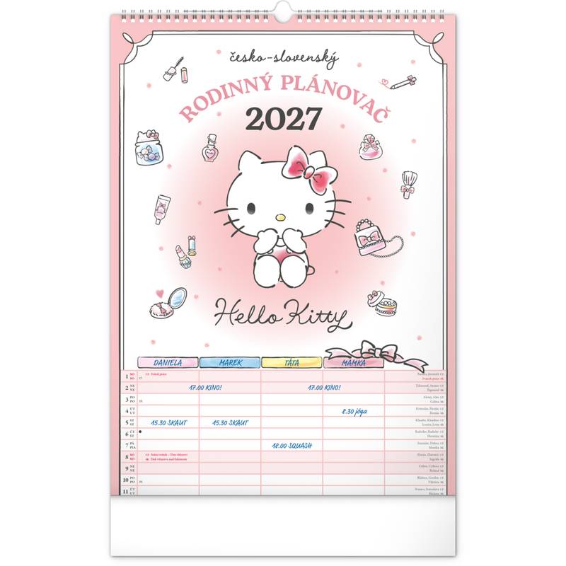 NOTIQUE Nástěnný kalendář Rodinný plánovací Hello Kitty XL CZ/SK 2027, 33 x 46 cm NOTIQUE Nástěnný kalendář Rodinný plánovací Hello Kitty XL CZ/SK 2027, 33 x 46 cm