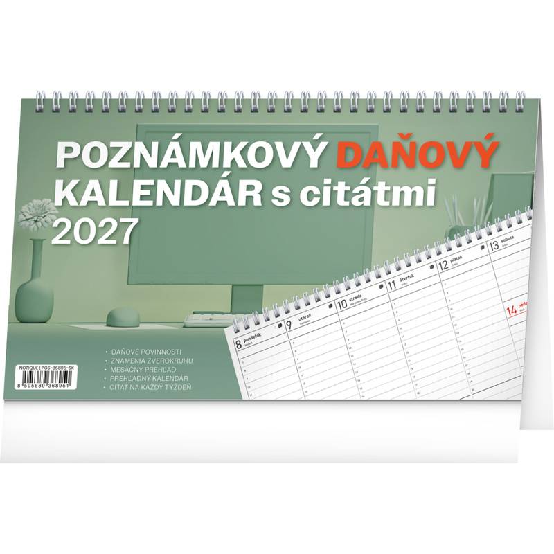 NOTIQUE Stolový kalendár Poznámkový daňový s citátmi 2027, 25 x 14,5 cm NOTIQUE Stolový kalendár Poznámkový daňový s citátmi 2027, 25 x 14,5 cm