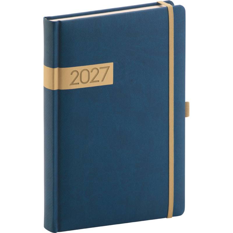 NOTIQUE Denní diář Twill 2027, modro-zlatý, 15 x 21 cm NOTIQUE Denní diář Twill 2027, modro-zlatý, 15 x 21 cm