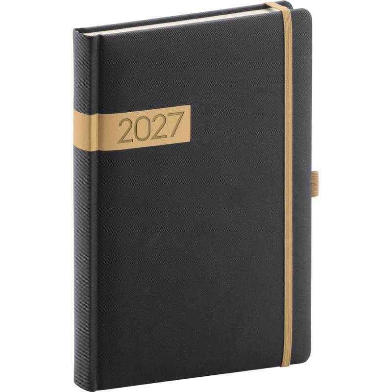 NOTIQUE Denný diár Twill 2027, čierno-zlatý, 15 x 21 cm NOTIQUE Denný diár Twill 2027, čierno-zlatý, 15 x 21 cm