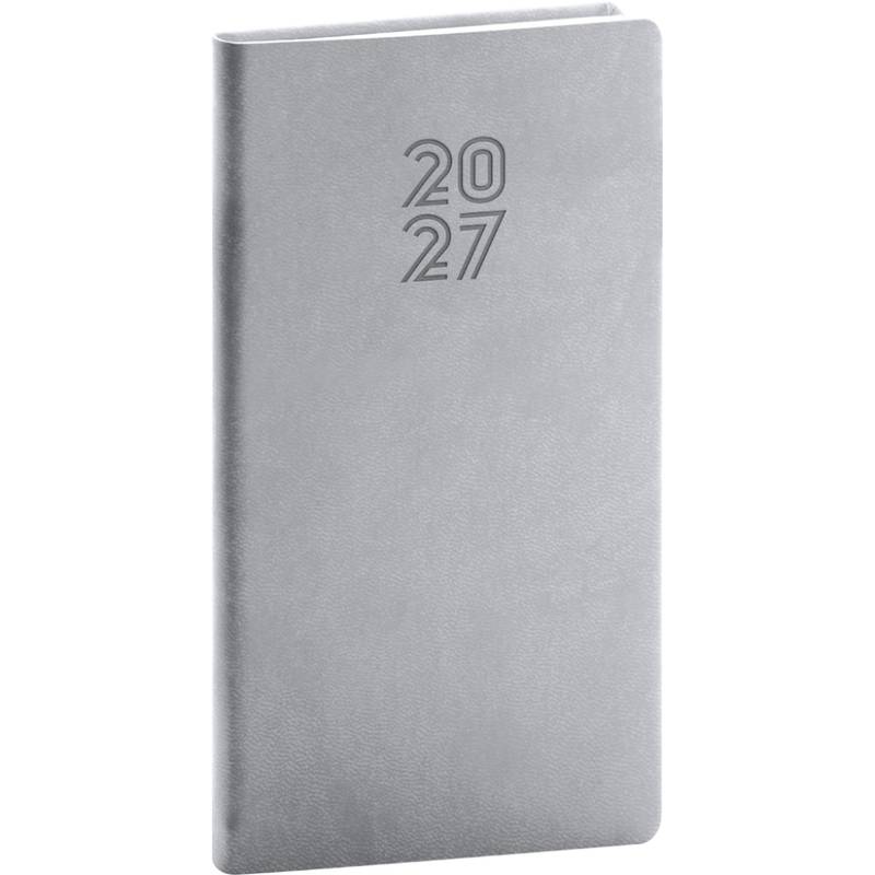 NOTIQUE Kapesní diář Aprint 2027, šedý, 9 x 15,5 cm NOTIQUE Kapesní diář Aprint 2027, šedý, 9 x 15,5 cm