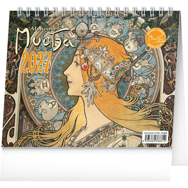 NOTIQUE Stolní kalendář Alfons Mucha CZ 2027, 16,5 x 13 cm NOTIQUE Stolní kalendář Alfons Mucha CZ 2027, 16,5 x 13 cm
