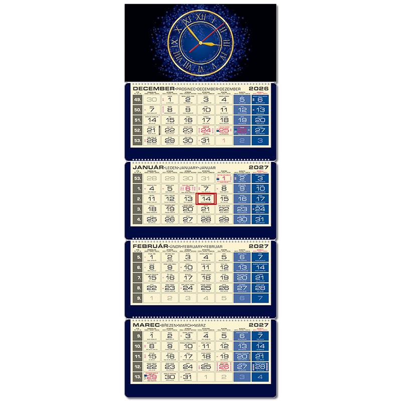 Plánovací kalendár LUXUS 4M modrý 2027 Hodiny QM Plánovací kalendár LUXUS 4M modrý 2027 Hodiny QM