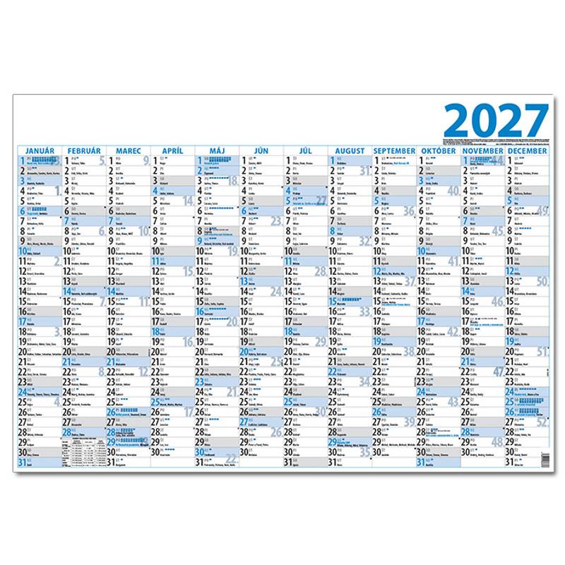 Plánovací jednolistový kalendár 2027 Plánovací jednolistový kalendár 2027
