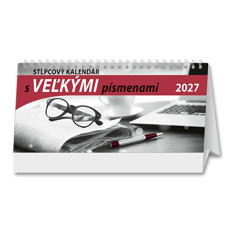 Stolový kalendár Stĺpcový s veľkými písmenami 2027 Stolový kalendár Stĺpcový s veľkými písmenami 2027