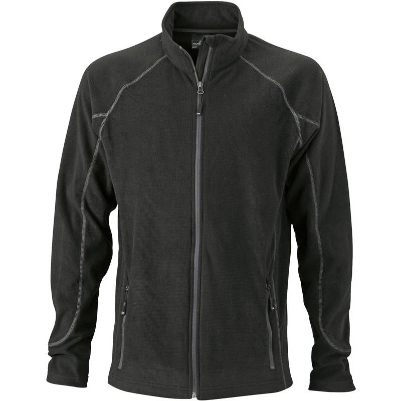 James&Nicholson | JN597, Pánská fleece bunda, černá-šedá Carbon, XL James&Nicholson | JN597, Pánská fleece bunda, černá-šedá Carbon, XL