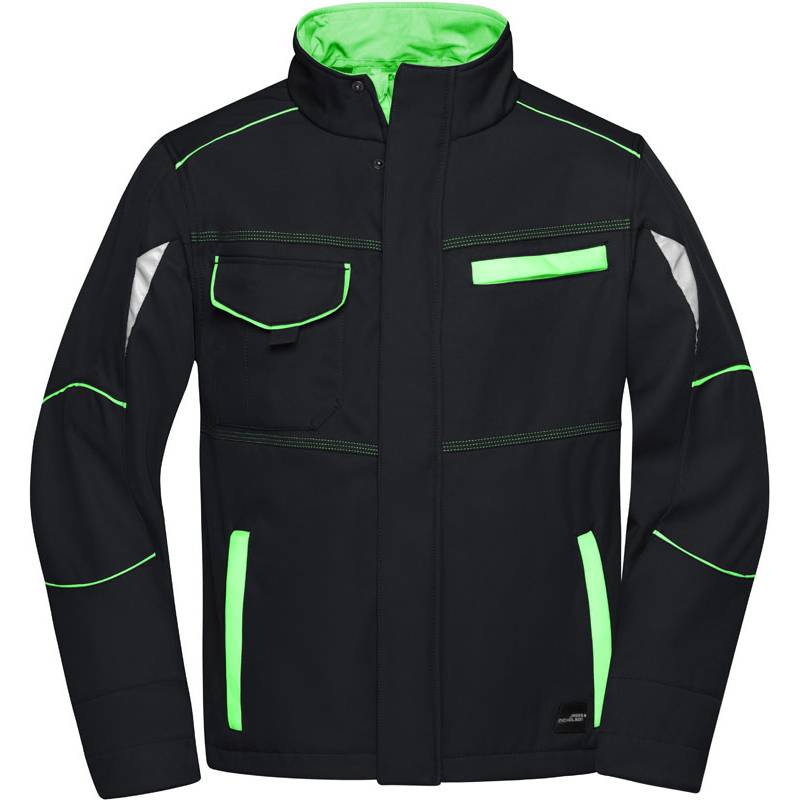 James&Nicholson | JN851, Prac.letní softshell bunda-Color, černá-zelená Lime, XL James&Nicholson | JN851, Prac.letní softshell bunda-Color, černá-zelená Lime, XL