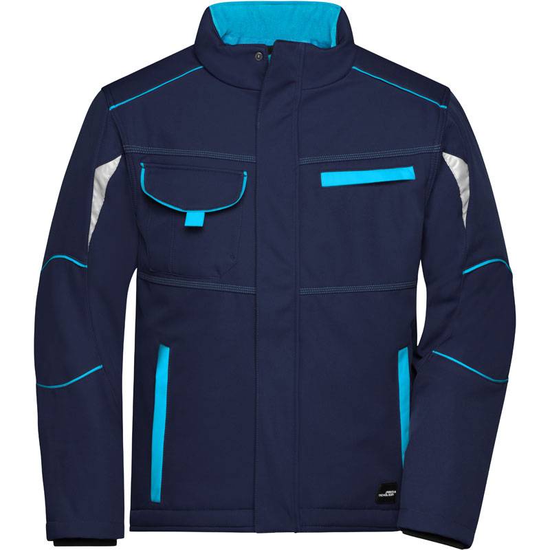 James&Nicholson|JN 853, Prac.zimná softshell bunda-Color, modrá Navy-modrá Turquoise, L James&Nicholson|JN 853, Prac.zimná softshell bunda-Color, modrá Navy-modrá Turquoise, L