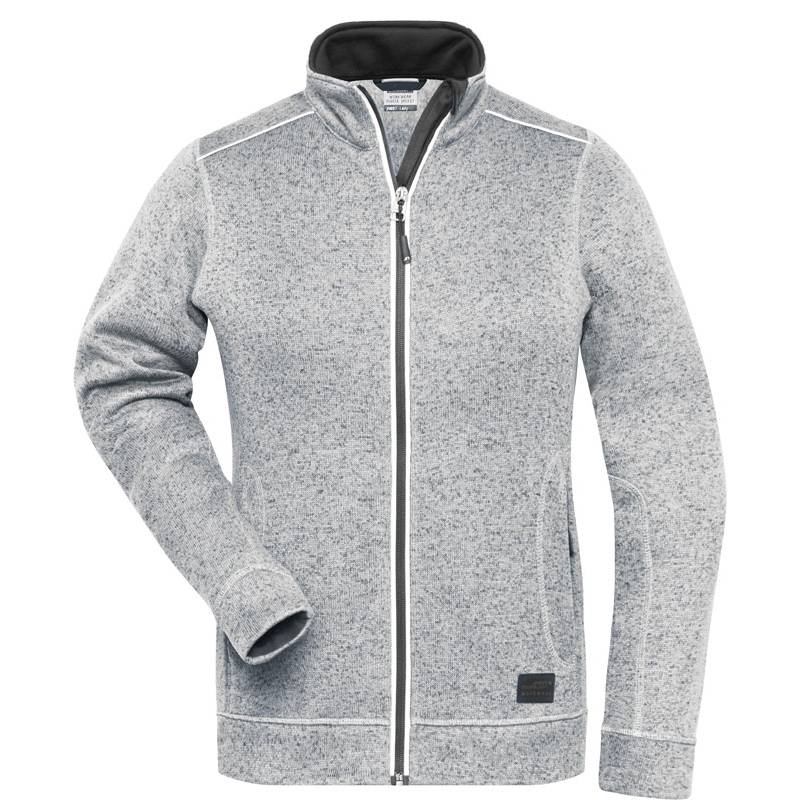 James&Nicholson | JN897, Dámská prac.fleece bunda-Solid, bílá Mel.-šedá Carbon, XXL James&Nicholson | JN897, Dámská prac.fleece bunda-Solid, bílá Mel.-šedá Carbon, XXL