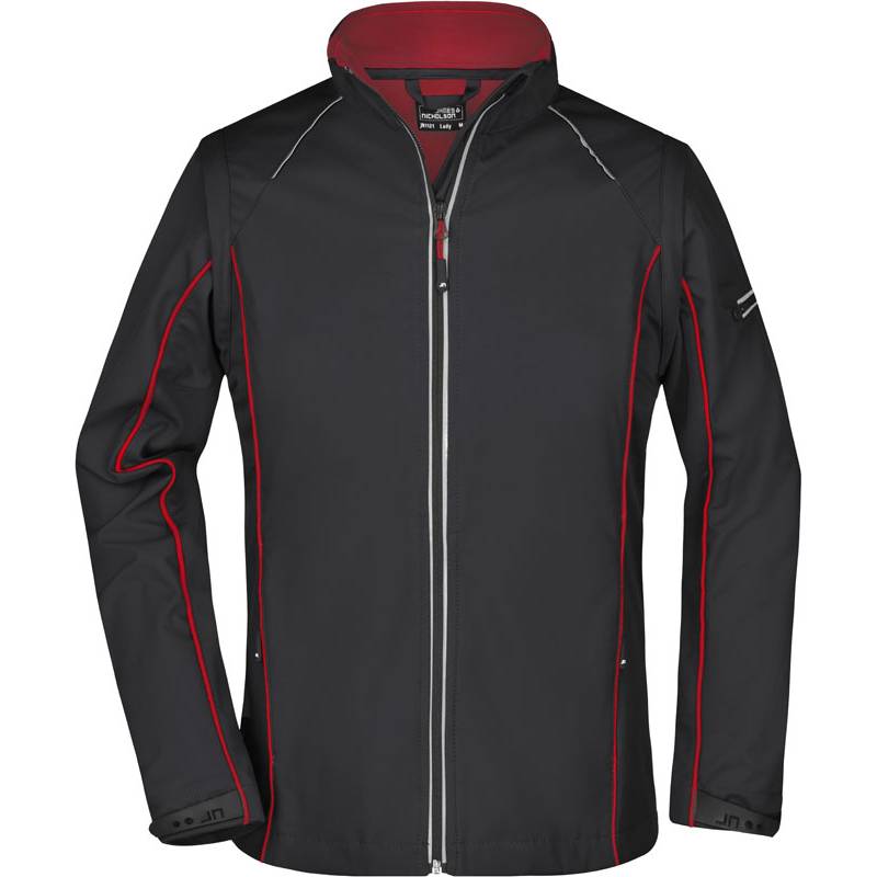 James&Nicholson | JN1121, Dámská softshell bunda, černá-červená, S James&Nicholson | JN1121, Dámská softshell bunda, černá-červená, S