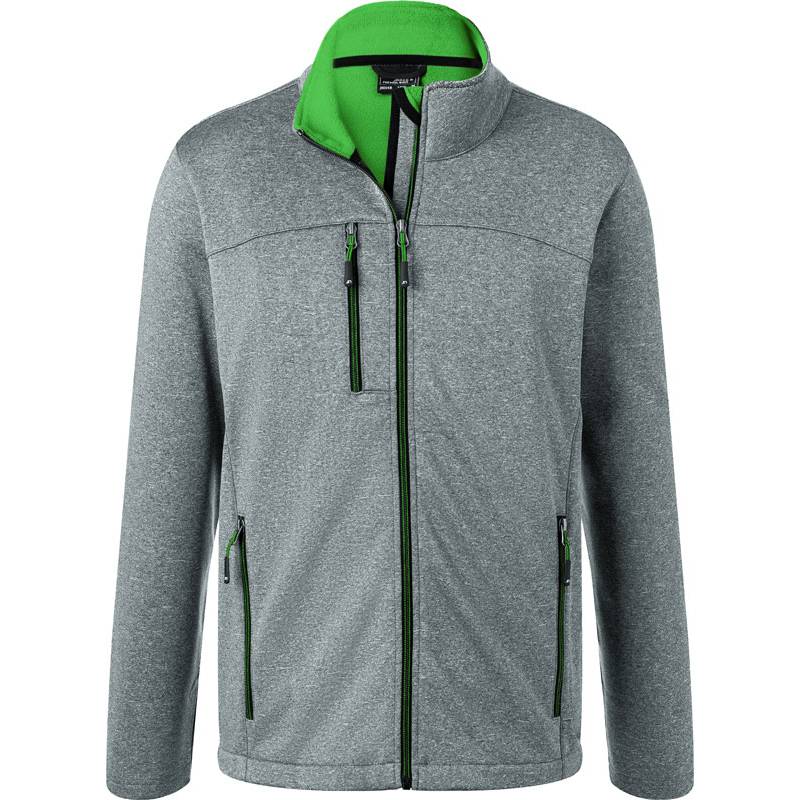 James&Nicholson | JN1148, Pánská 2-vrstvá softshell bunda, šedá melange-zelená, L James&Nicholson | JN1148, Pánská 2-vrstvá softshell bunda, šedá melange-zelená, L