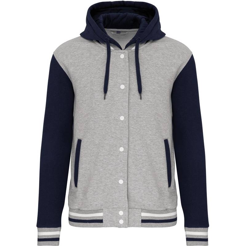 Kariban | K4003, Unisex univerzitní bunda"Teddy", šedá Oxford-modrá Navy-bílá, XS Kariban | K4003, Unisex univerzitní bunda"Teddy", šedá Oxford-modrá Navy-bílá, XS