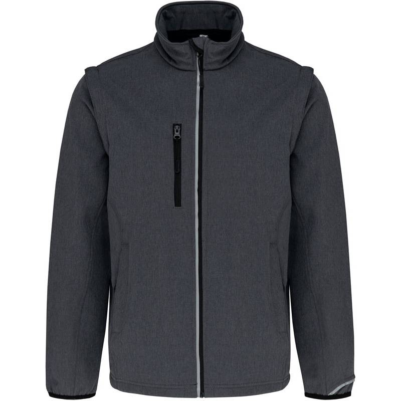 Kariban ProAct | PA323, 3-vrstvá softshell bunda s odepínacími rukávy, šedá Dark Marl, XL Kariban ProAct | PA323, 3-vrstvá softshell bunda s odepínacími rukávy, šedá Dark Marl, XL