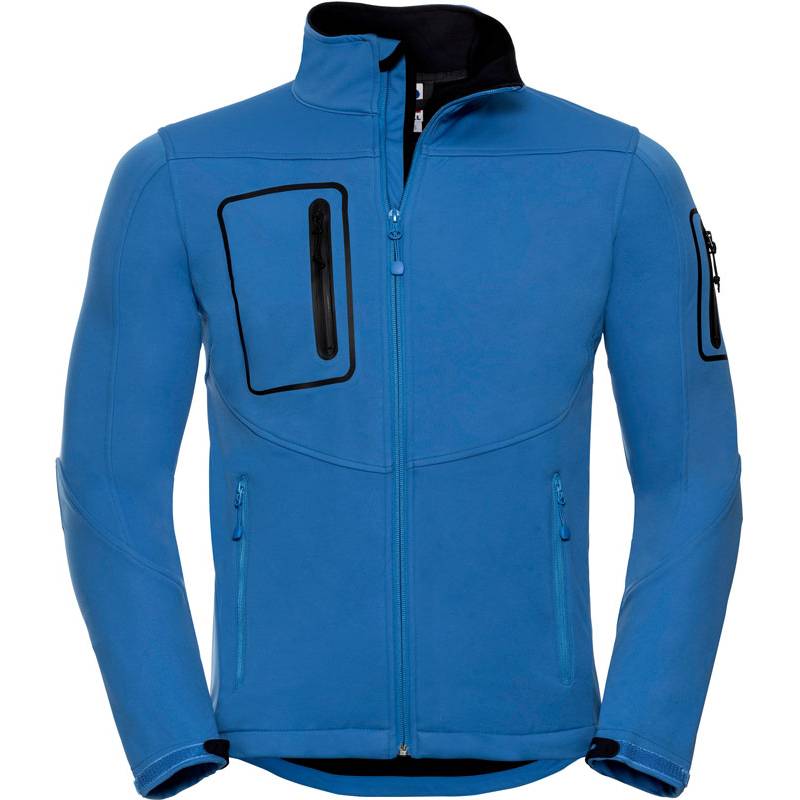 Russell|520M, Pánska 3vrstv.športová softshell bunda, modrá Azure, L Russell|520M, Pánska 3vrstv.športová softshell bunda, modrá Azure, L