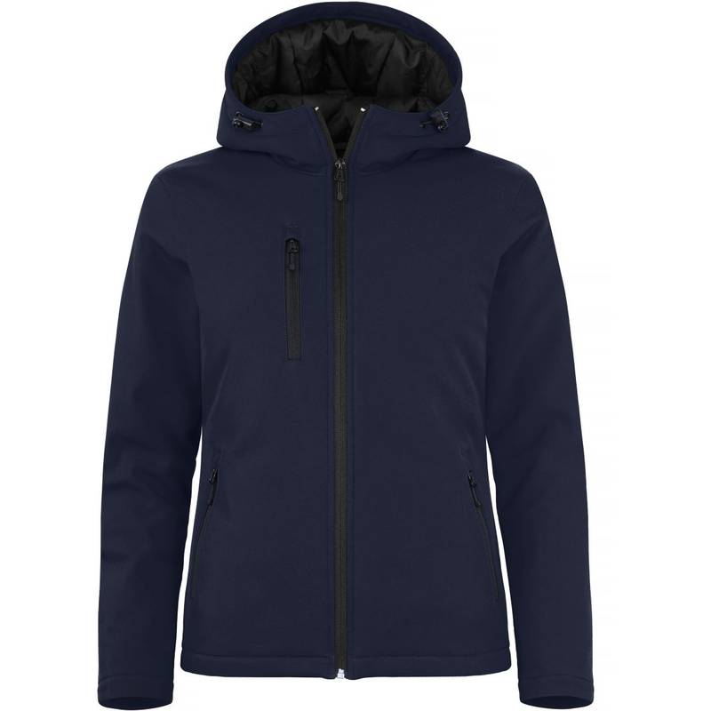 Clique | Padded Hooded Softshell, Dámská zatepl.softshell bunda s kapucí, modrá Dark Navy, M Clique | Padded Hooded Softshell, Dámská zatepl.softshell bunda s kapucí, modrá Dark Navy, M