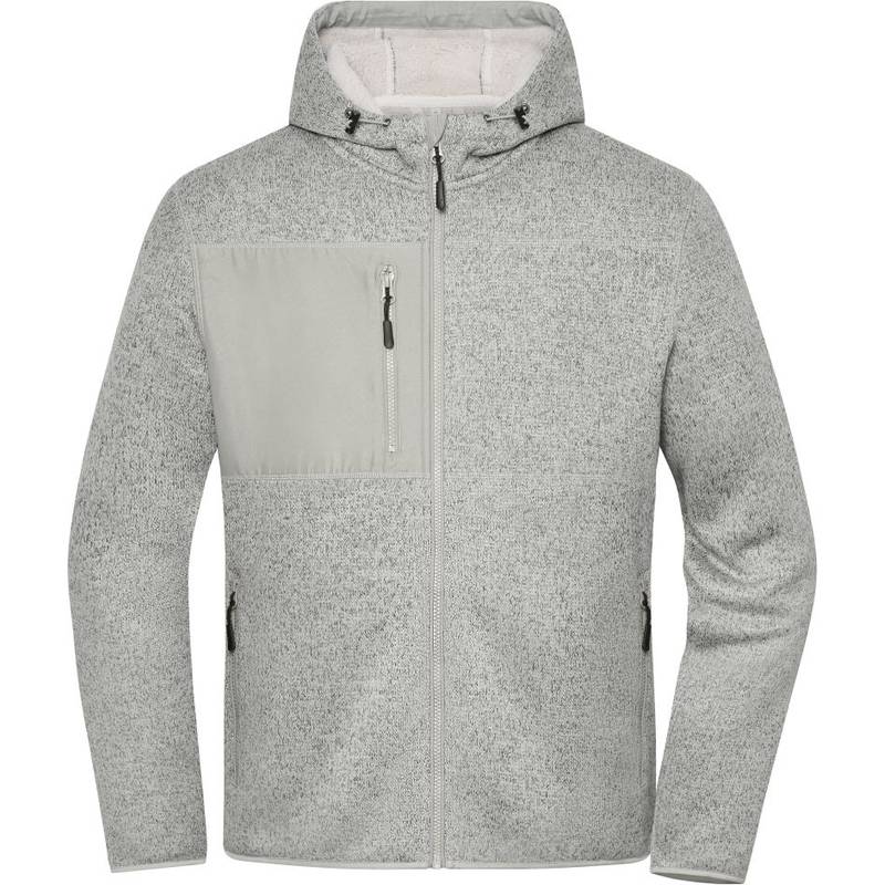 Daiber | JN1874, Pletená fleece bunda, šedá Cement Mel.-bílá Nature, XS Daiber | JN1874, Pletená fleece bunda, šedá Cement Mel.-bílá Nature, XS