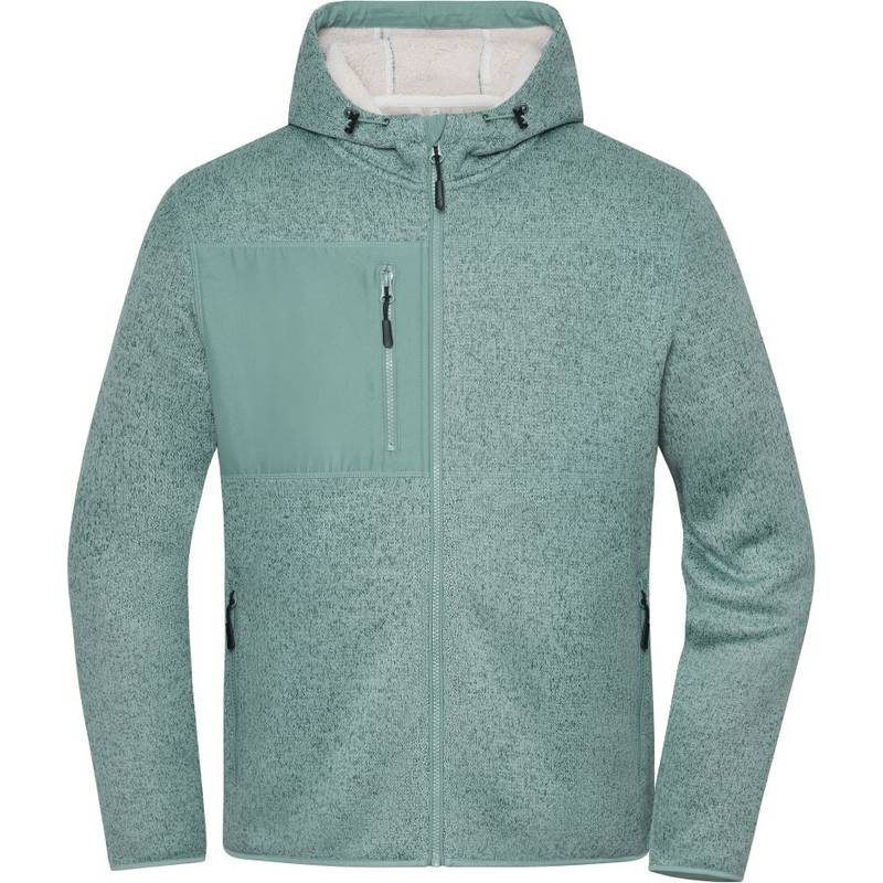 Daiber | JN1874, Pletená fleece bunda, zelená Fogg Mel.-bílá Nature, XS Daiber | JN1874, Pletená fleece bunda, zelená Fogg Mel.-bílá Nature, XS