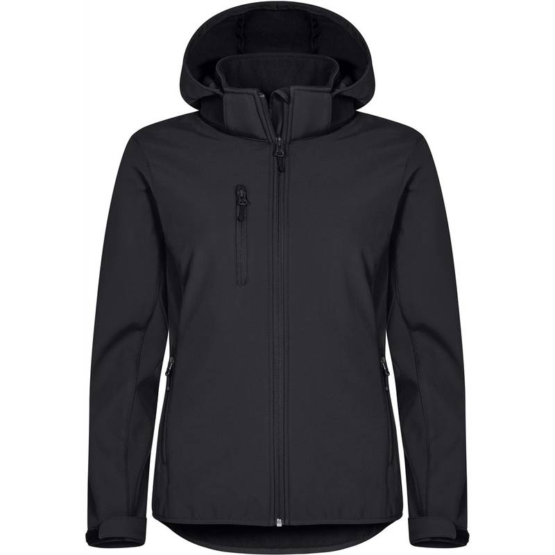 Clique | Classics Softshell Hoody W, Dámská 3-vrstvá softshell bunda s kapucí, černá, XS Clique | Classics Softshell Hoody W, Dámská 3-vrstvá softshell bunda s kapucí, černá, XS